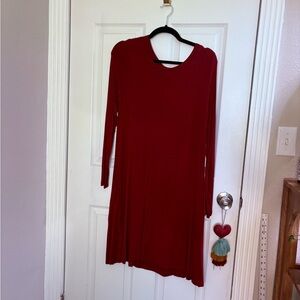 Red Long Sleeve T-Shirt Dress